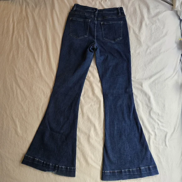 Vervet Blue 30W 34L High Rise Dark Blue Flare Jeans - Picture 9 of 11